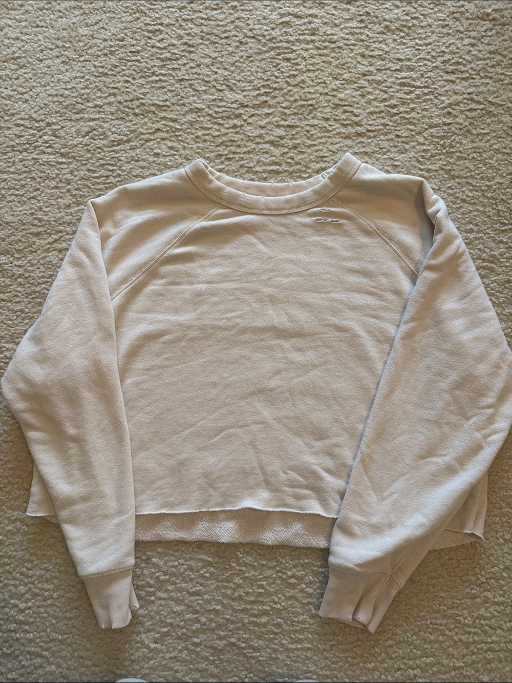 aerie Cream Crewneck Sweatshirt with Green Logo